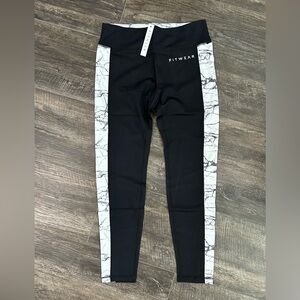 FITWEAR leggings black with white marble side lines